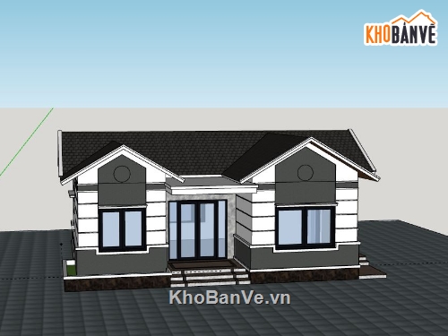 Biệt thự 1 tầng,model su biệt thự 1 tầng,sketchup biệt thự 1 tầng