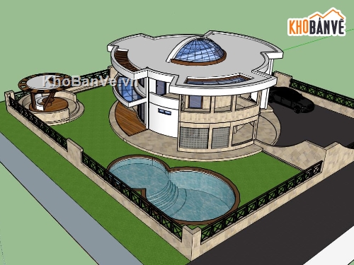 su biệt thự đẹp,biệt thự  model su,sketchup biệt thự