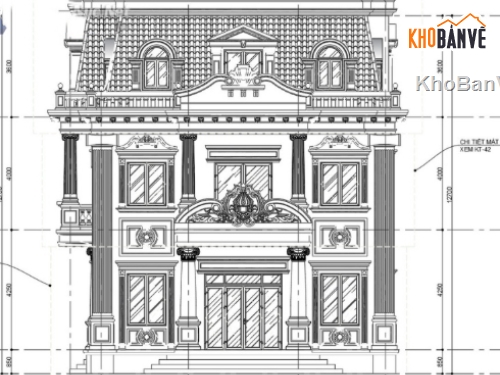 biệt thự 2 tầng,file cad biệt thự 2 tầng,biệt thự 2 tầng tân cổ điển