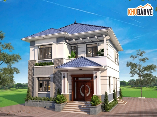 biệt thự,Mái nhật 2 tâng,Kích thước 9.5 x11m