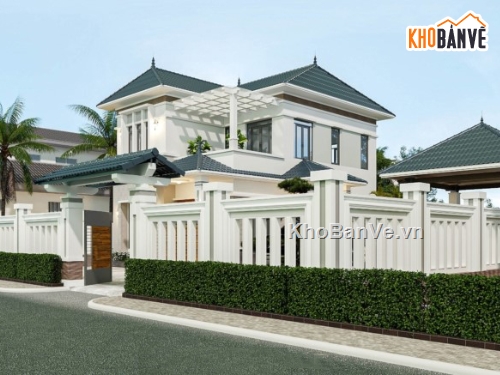 biệt thự 2 tầng,biệt thự hiện đại,mẫu biệt thự