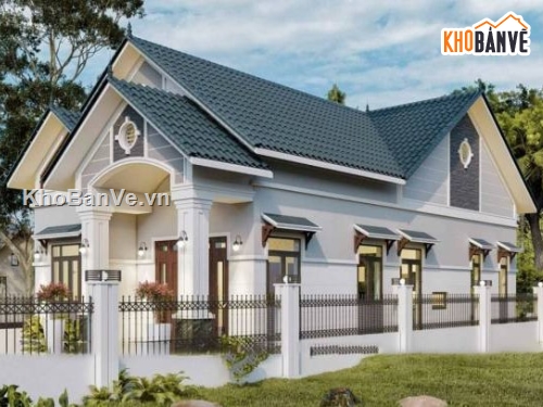 biệt thự mái thái,mái thái 1 tầng,biệt thự 1 tầng