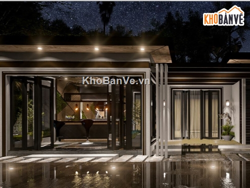 biệt thự nghỉ dưỡng,Mẫu biệt thự có hồ bơi,biệt thự hồ bơi,sketchup biệt thự có hồ bơi