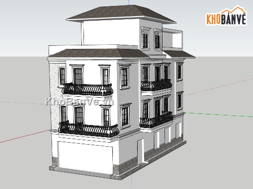 biệt thự 4 tầng,biệt thự tân cổ điển,mẫu biệt thự sketchup