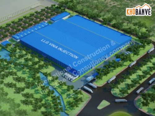 Nhà máy LLG Vina 2500m2,Nhà máy sản xuất 2500m2,Hồ sơ thiết kế thi công nhà máy LLG Vina,bản vẽ cad nhà máy sản xuất
