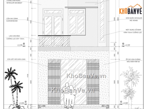 Bản vẽ nhà phố,Bản vẽ nhà phố kt 5x22m,nhà phố 2 tầng 5x18m,mẫu nhà phố 2 tầng