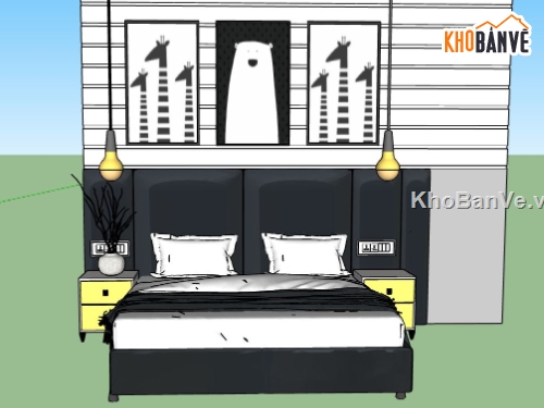nội thất phòng ngủ,sketchup nội thất phòng ngủ,phòng ngủ 3d sketchup