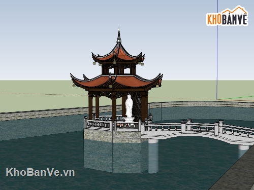 Chùa quế file sketchup,model su chùa quế,chùa quế model sketchup,file sketchup chùa quế