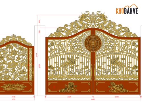 cổng 2 cánh cnc,file cnc cổng sen tứ linh,mẫu cnc cổng sen tứ linh