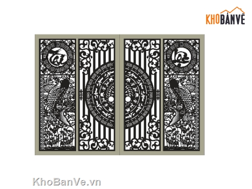 Cổng 4 cánh,cá chép tài lộc,cá chép tài lộc cnc