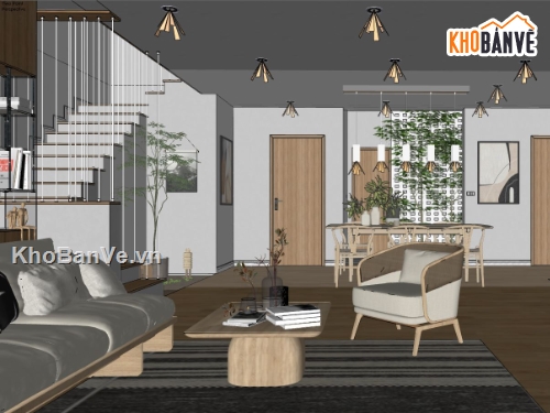 sketchup thiết kế nội thất,nội thất căn nhà,mẫu sketchup nội thất