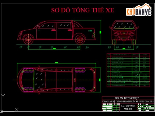 Đồ án thuyết minh xe,thiết kế xe,file cad hệ thống phanh xe,phanh xe ISUZU D-MAX LS