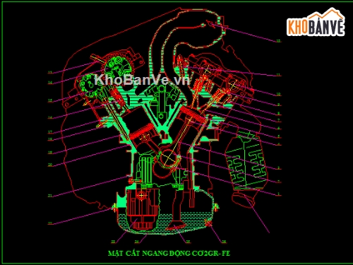 cắt ngang động cơ 2GR-FE,bản vẽ cảm biến dùng trên động cơ 2GR-FE,bản vẽ sơ đồ hệ thống đánh lửa trực tiếp