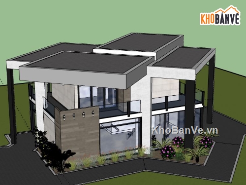 Biệt thự 2 tầng,model su biệt thự 2 tầng,file sketchup biệt thự 2 tầng