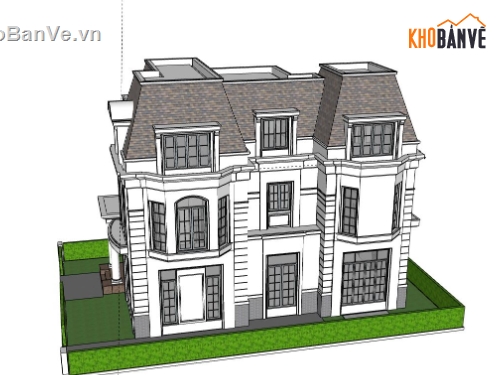 Biệt thự 3 tầng,model su biệt thự 3 tầng,biệt thự 3 tầng file su,sketchup biệt thự 3 tầng