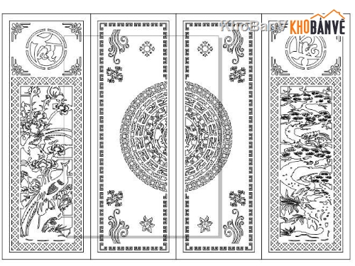 Cổng 4 cánh file dxf,Cổng 4 cánh,Cổng 4 cánh cnc file dxf,Cổng file dxf