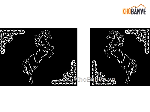 hoa văn cổng ngựa,file dxf hoa văn cổng,ngựa cnc
