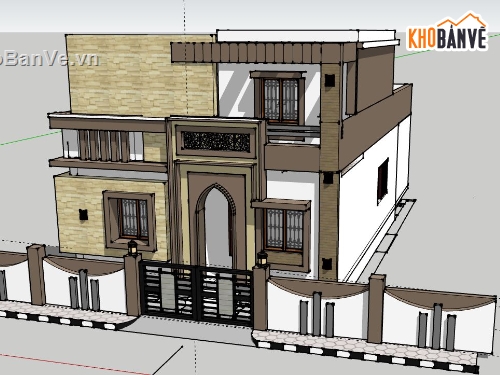 Nhà phố 2 tầng,model su nhà phố 2 tầng,sketchup nhà phố 2 tầng,nhà phố 2 tầng sketchup
