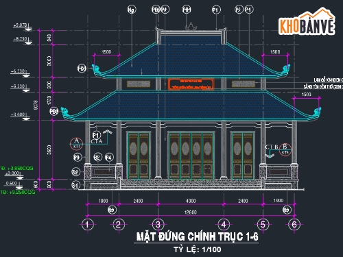 Đền thờ,Dự án đền thờ,Bản vẽ đền thờ,đền thờ Thống Linh