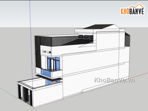 nhà phố 2 tầng,sketchup nhà phố,bao cảnh nhà phố