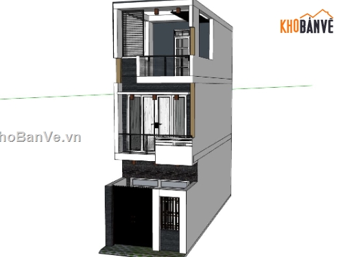 nhà phố 3 tầng,sketchup nhà lô phố,ngoại thất nhà lô phố,mẫu nhà phố hiện đại