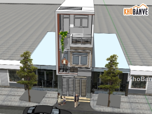 nhà 3 tầng file su,file su nhà phố 3 tầng,file sketchup nhà phố 3 tầng,3d sketchup nhà phố 3 tầng