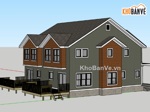 sketchup dựng biệt thự 2 tầng,3d su thiết kế biệt thự,nhà biệt thự dựng model su