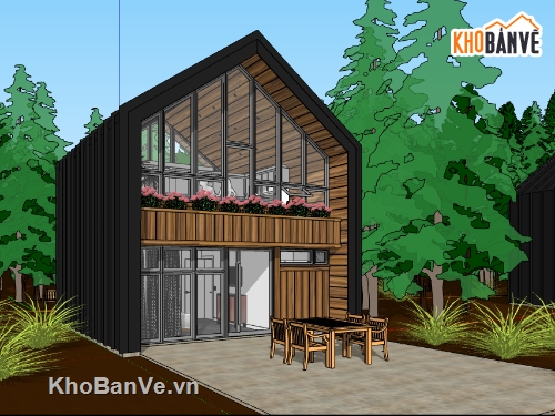 khu nghỉ dưỡng file sketchup,file su thiết kế khu nghỉ dưỡng,nội thất nhà nghỉ dưỡng 3d su