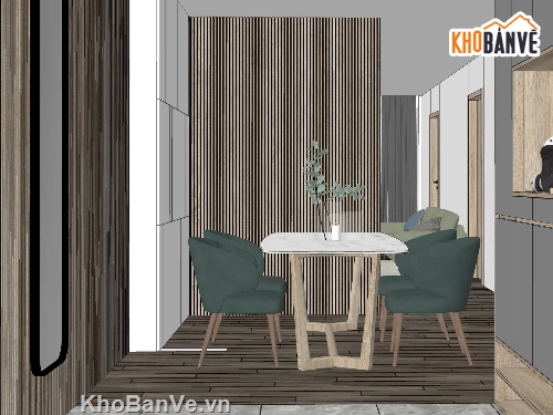 sketchup nội thất,nội thất nhà phố sketchup,nội thất nhà phố bằng sketchup,File sketchup nội thất nhà phố