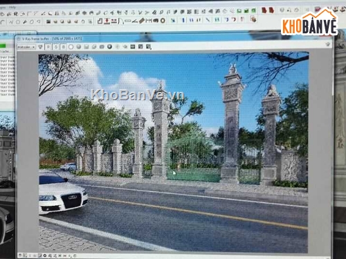 cổng sketchup,mẫu cổng sketchup,Model sketchup cổng chùa,File sketchup cổng chùa