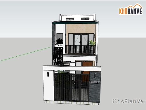 Nhà phố 2 tầng,Model su nhà phố 2 tầng,sketchup nhà phố 2 tầng