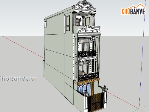 nhà phố 3 tầng 1 tum,model su nhà phố 3 tầng 1 tum,file 3d nhà phố 3 tầng 1 tum,sketchup nhà phố 3 tầng 1 tum