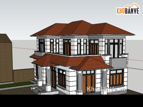 nhà 2 tầng,su nhà 2 tầng,sketchup nhà 2 tầng