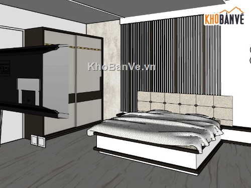 su phòng ngủ,Model phòng ngủ file su,thiết kế phòng ngủ hiện đại,nội thất phòng ngủ
