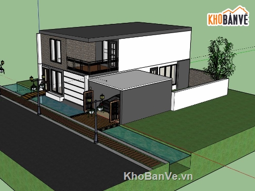 Nhà phố 2 tầng,model su nhà phố 2 tầng,nhà phố 2 tầng sketchup