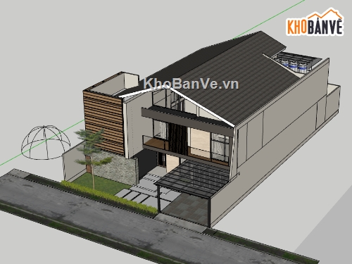 biệt thự 2 tầng hiện đại,file sketchup biệt thự 2 tầng,dựng 3d su nhà biệt thự 2 tầng