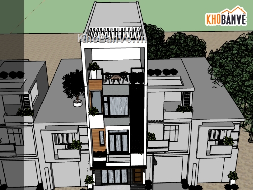 nhà 3 tầng file sketchup,file su nhà phố 3 tầng,nhà phố 3 tầng file sketchup,model su nhà phố 3 tầng,model sketchup nhà phố 3 tầng