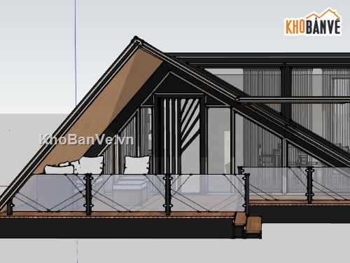 model 3d bungalow,model su bungalow,file su nhà bungalow,model sketchup bungalow