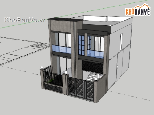 nhà phố 2 tầng,sketchup nhà phố,su nhà phố,su nhà phố 2 tầng