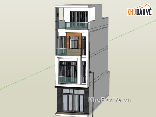 nhà phố 3 tầng,nhà phố 4 tầng,phối cảnh nhà phố 4 tầng,mẫu sketchup nhà phố 3 tầng