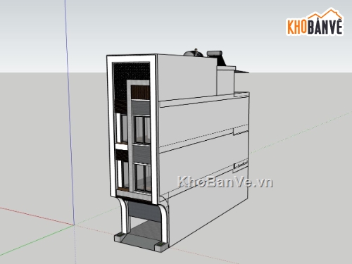 nhà phố 4 tầng,sketchup nhà phố 4 tầng,nhà phố hiện đại