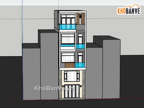 nhà phố 4 tầng,model su nhà phố 4 tầng,sketchup nhà phố 4 tầng