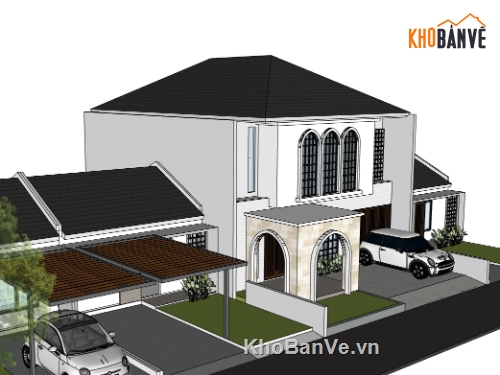 biệt thự 2 tầng,su biệt thự,sketchup biệt thự,sketchup biệt thự 2 tầng,su biệt thự 2 tầng