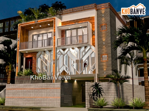 biệt thự 2 tầng,biệt thự hiện đại,phối cảnh biệt thự