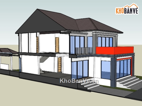 biệt thự 2 tầng,biệt thự sketchup,phối cảnh biệt thự 2 tầng,mẫu sketchup biệt thự 2 tầng,thiết kế biệt thự 2 tầng đẹp