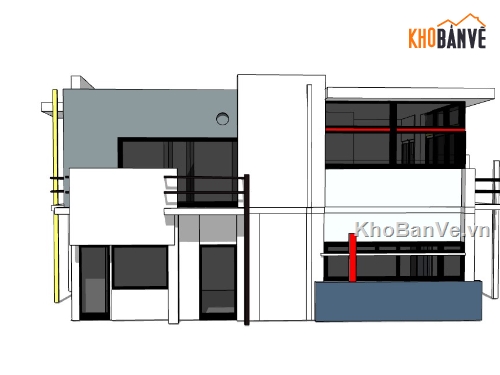 biệt thự 2 tầng,biệt thự sketchup,sketchup biệt thự