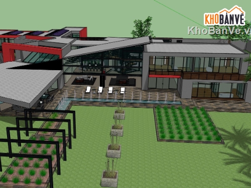 biệt thự sketchup,sketchup biệt thự,model su biệt thự 2 tầng,file su biệt thự 2 tầng