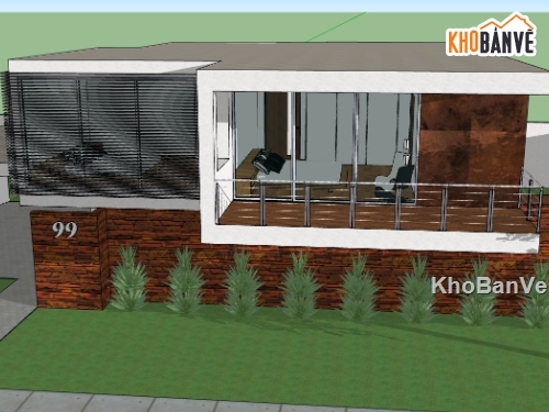 biệt thự 2 tầng,sketchup biệt thự,biệt thự sketchup,model biệt thự 2 tầng