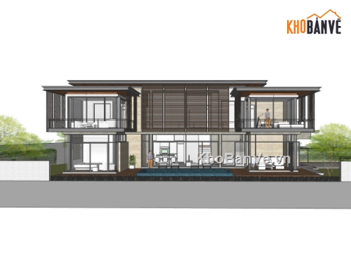 biệt thự hiện đại,su biệt thự,sketchup biệt thự,su biệt thự 2 tầng,sketchup biệt thự 2 tầng