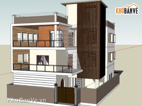 biệt thự 3 tầng,file sketchup biệt thự 3 tầng,biệt thự hiện đại